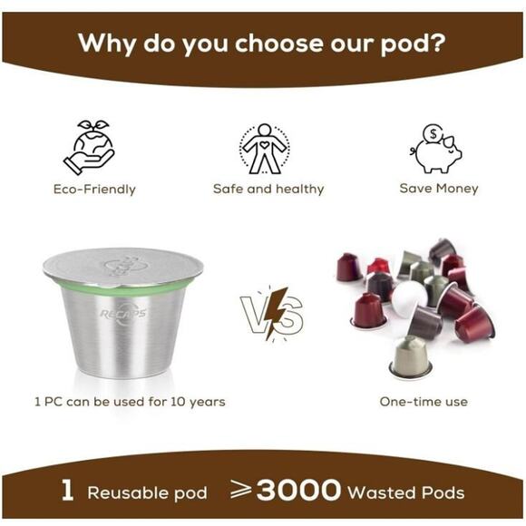 RECAPS Refillable Coffee Capsules Espresso READ WHICH MODELS No Foil Lids - Picture 7 of 7